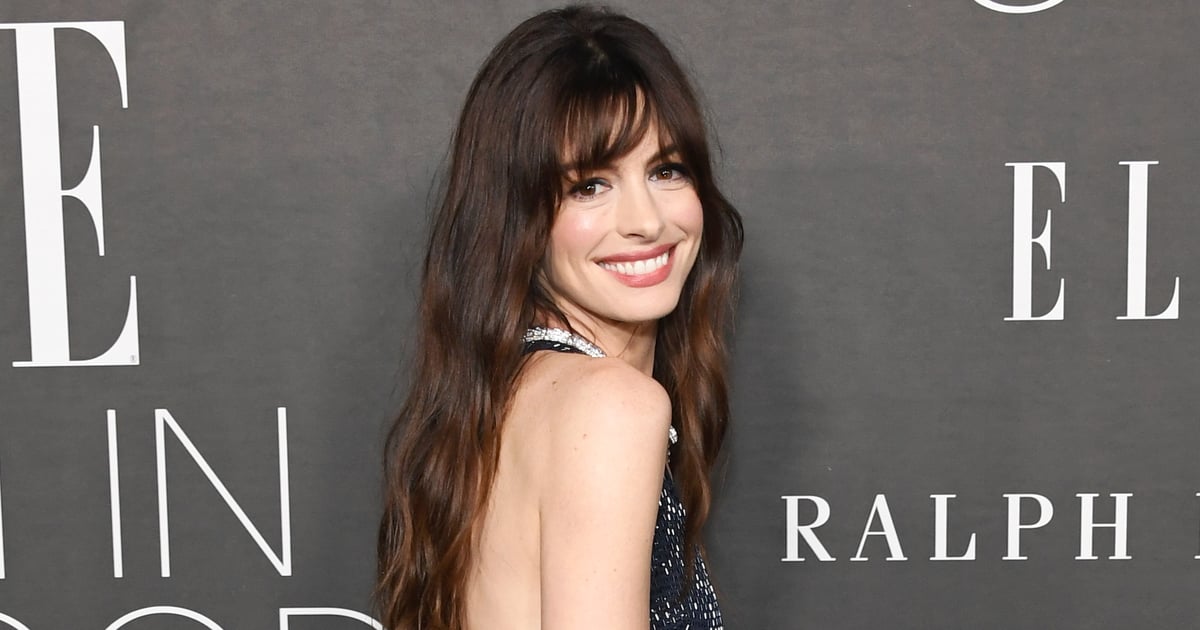 Anne Hathaway’s Backless Dress Is Dripping in Sequins and Metallic Beads