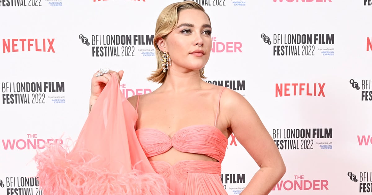 Florence Pugh Takes Flight in a Feathery, Cutout Gown on the Red Carpet