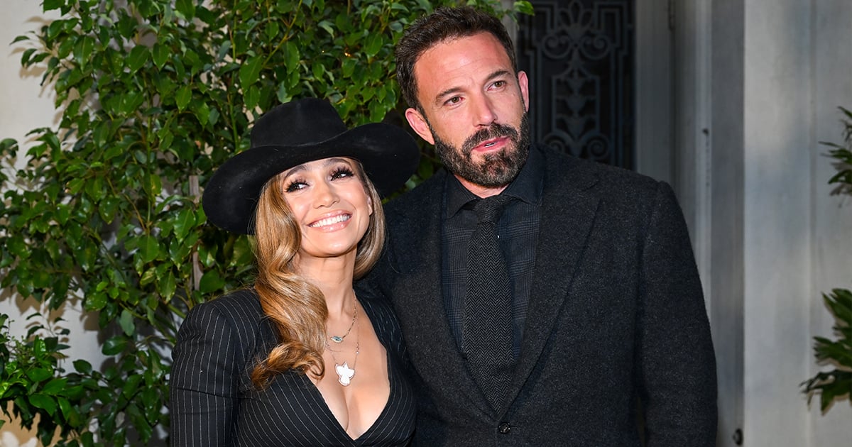 J Lo Wears a Plunging Pinstripe Dress For Bennifer’s First Event as a Married Couple