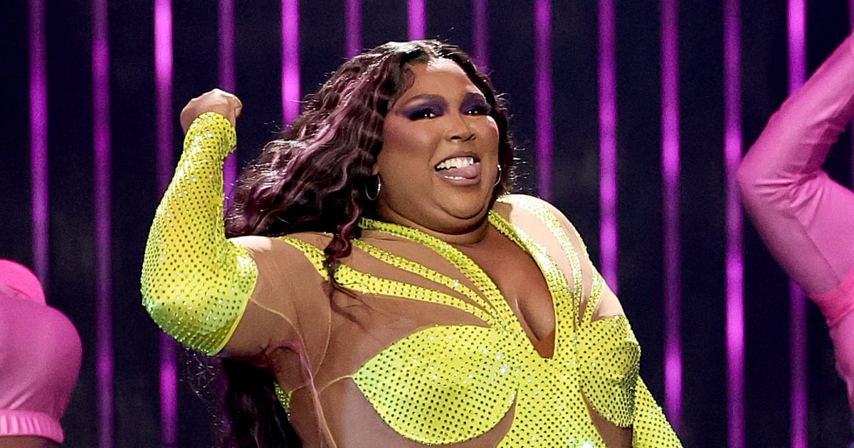 Lizzo’s Tour Outfits Include a Neon, Sheer-Paneled Catsuit Covered in Rhinestones
