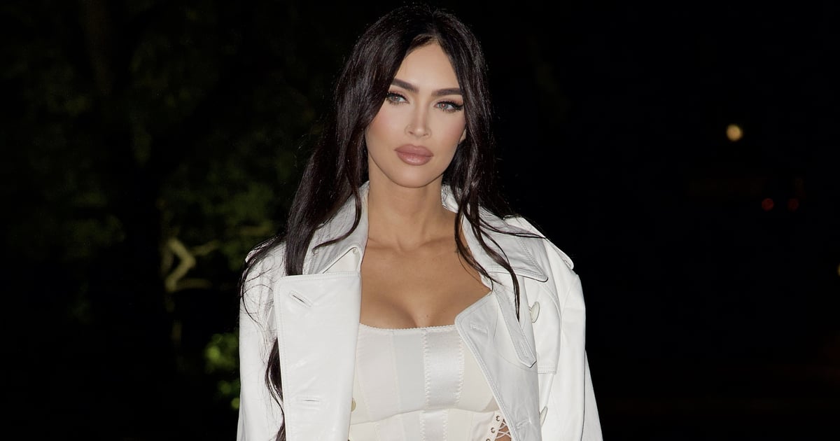 Megan Fox Stuns in a Lace-Up Crop Top and Front-Slit Pants