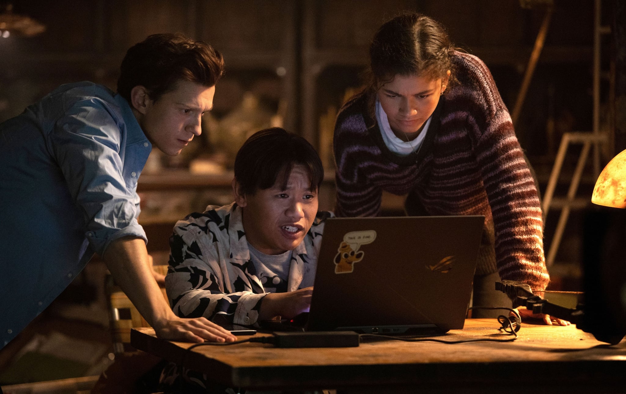 SPIDER-MAN: NO WAY HOME, from left: Tom Holland, Jacob Batalon, Zendaya, 2021. ph: Matt Kennedy / Sony Pictures Releasing / Marvel Entertainment / Courtesy Everett Collection