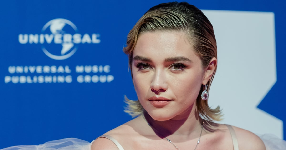 Florence Pugh Brings the Drama in a Thigh-High-Slit Dress and a Sheer Cape