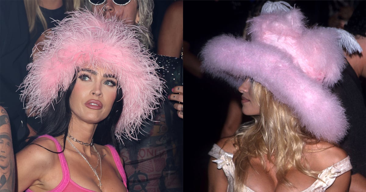 Megan Fox Pairs an Under-Boob Bra Top With a Pamela Anderson-Inspired Hat